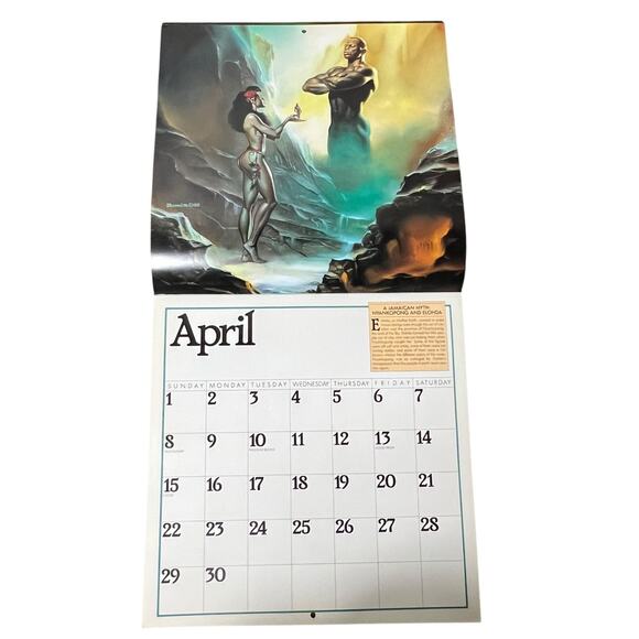Vintage 1990 Boris Vallejo Mythology Calendar - Unused same dates again in 2029 - Picture 5 of 15